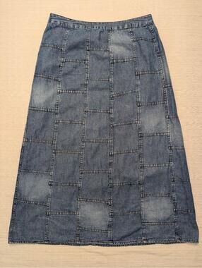 Vintage Studio West Patchwork Denim Maxi Skirt Medium